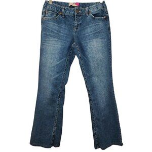 Aeropostale Women Jeans Size 9/10 Blue Whisker Washout Denim Skinny Flare Casual